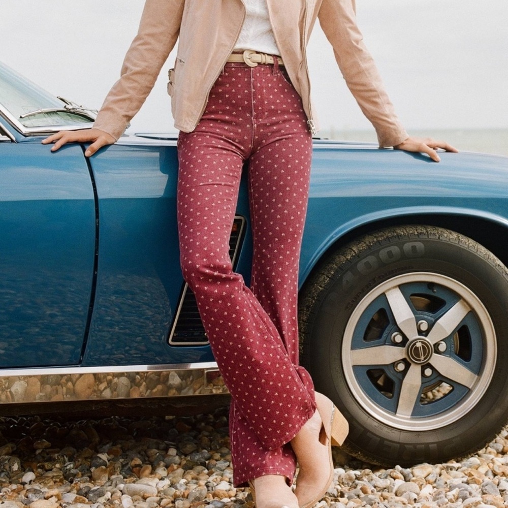Pilcro & the Letterpress high rise bootcut floral corduroy pants
